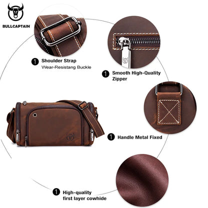BULLCAPTAIN Men's Crazy Horse Messenger Bag