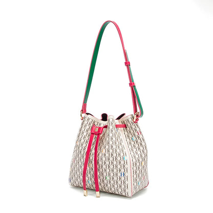 Letter Print Drawstring Bucket Bag