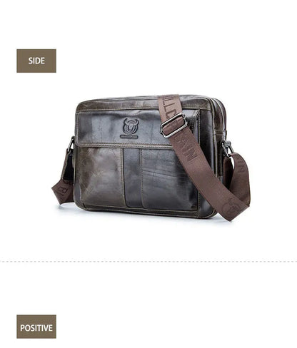 BULLCAPTAIN Men's Genuine Leather Messenger Bag
