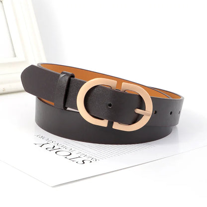 Women's Designer PU Belt - Fashionable Casual Black Waist Belt for Jeans