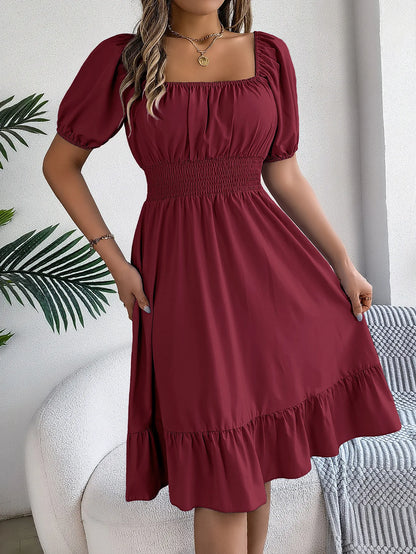 Women's Square Neck Ruffle Dress