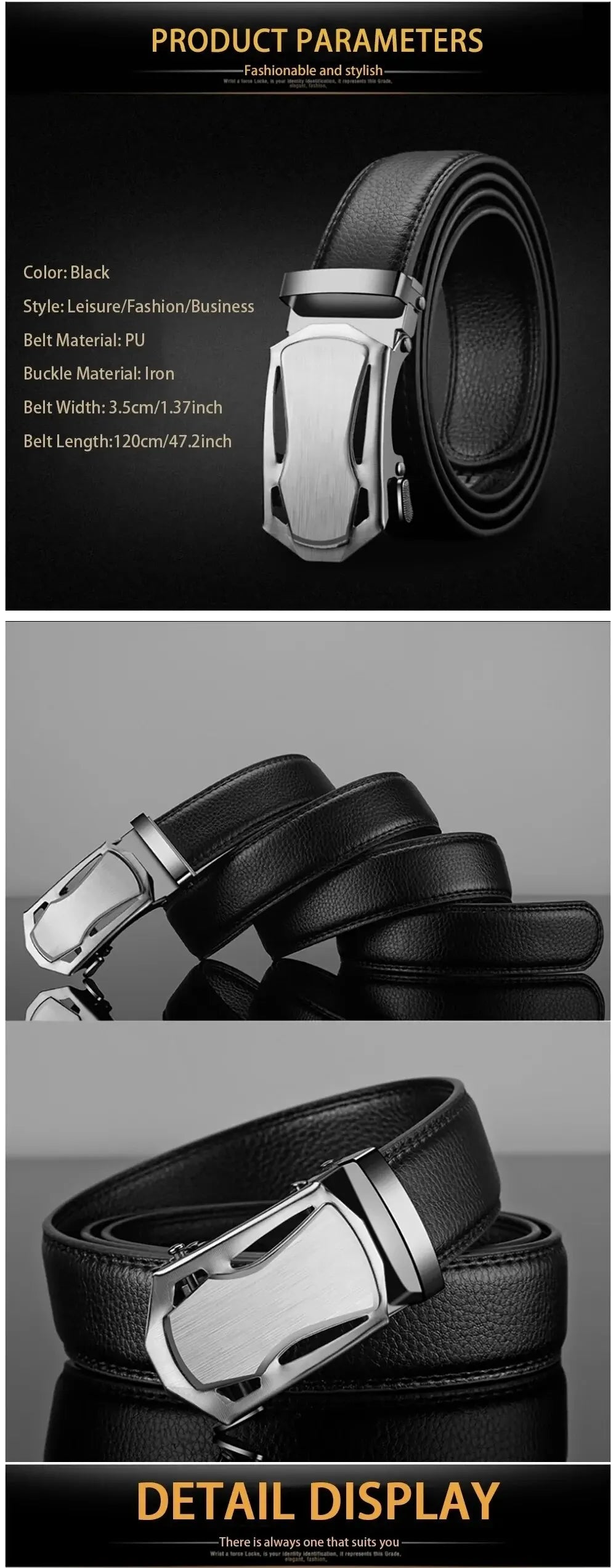 Luxury PU Leather Men's Belt