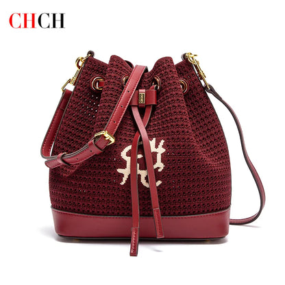 Spring Fabric Splicing Bucket Shoulder Bag