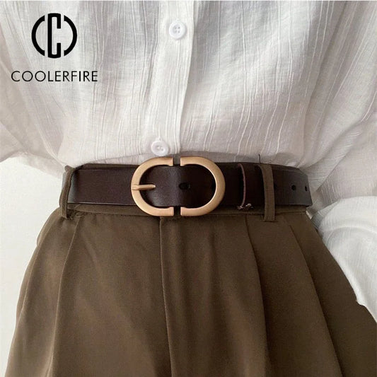 Women's Designer PU Belt - Fashionable Casual Black Waist Belt for Jeans