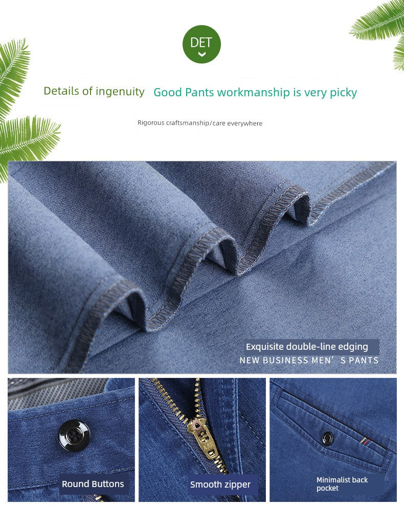 Business Casual Straight-Leg Denim Trousers