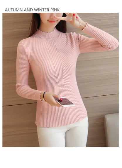 2025 Autumn Mock Neck Ruffle Sweater