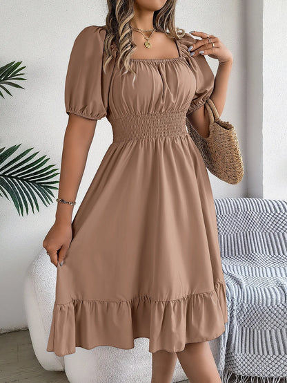 Women's Square Neck Ruffle Dress