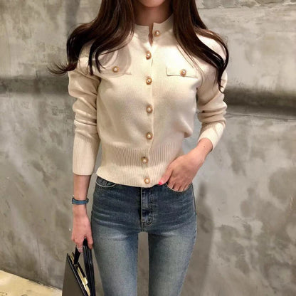 AOSSVIAO Autumn Knitted Cardigan – Chic Korean Slim Fit Sweater