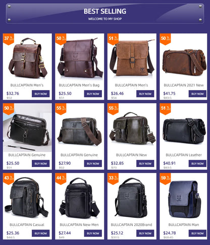 BULLCAPTAIN Men's Crazy Horse Messenger Bag