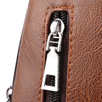 Men's USB Leather Crossbody Chest Bag