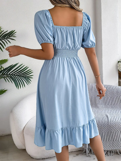 Women's Square Neck Ruffle Dress