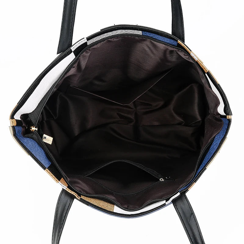 Plaid Large Capacity Shoulder Bag