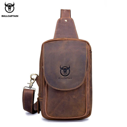 BULLCAPTAIN Leather Crossbody Chest Bag