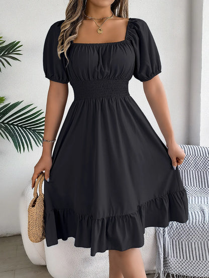 Women's Square Neck Ruffle Dress