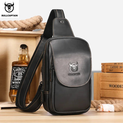 BULLCAPTAIN Leather Crossbody Chest Bag