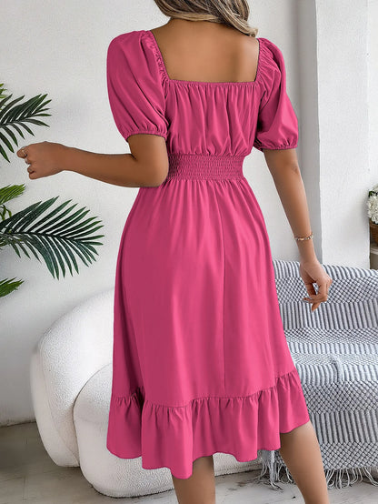 Women's Square Neck Ruffle Dress