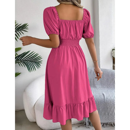 Women's Square Neck Ruffle Dress