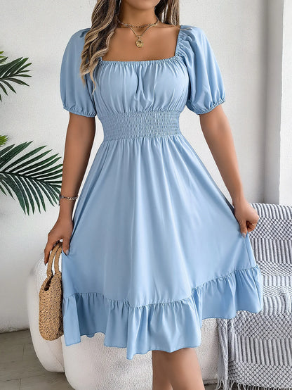 Women's Square Neck Ruffle Dress