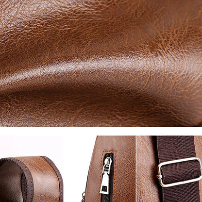 Men's USB Leather Crossbody Chest Bag