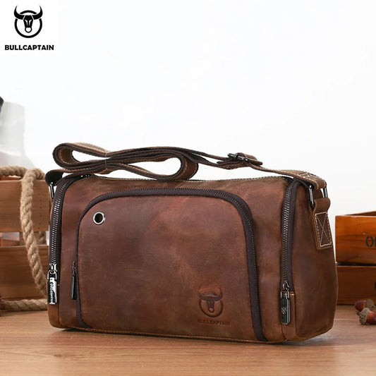 BULLCAPTAIN Men's Crazy Horse Messenger Bag