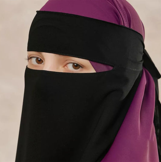 Black Beading Chiffon Niqab for Women