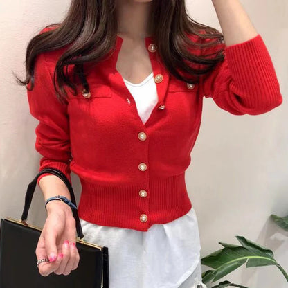 AOSSVIAO Autumn Knitted Cardigan – Chic Korean Slim Fit Sweater