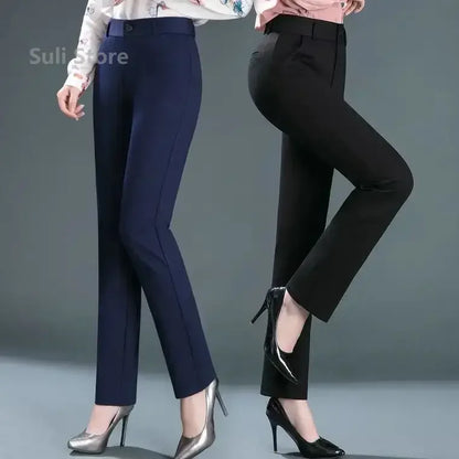 Women's Mid-Waist Straight Trousers