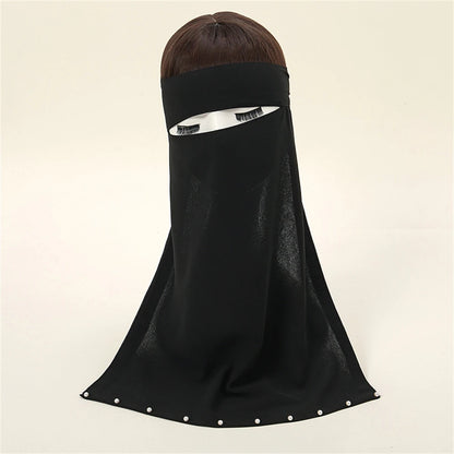 Black Beading Chiffon Niqab for Women
