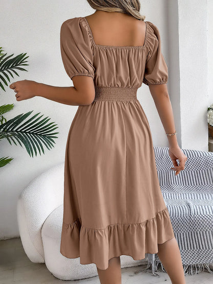 Women's Square Neck Ruffle Dress