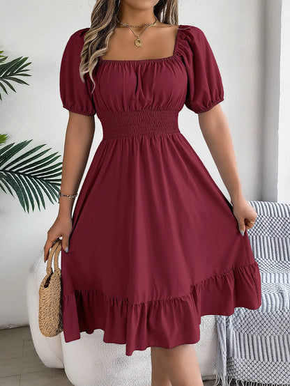 Women's Square Neck Ruffle Dress