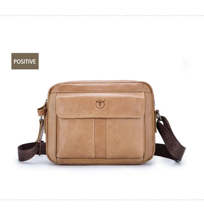 BULLCAPTAIN Men's Genuine Leather Messenger Bag