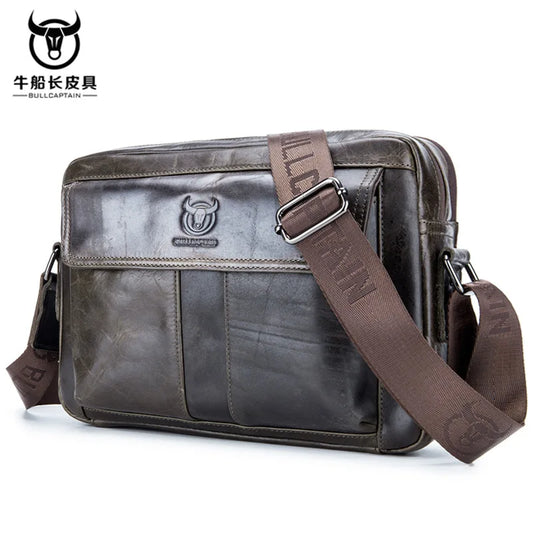 BULLCAPTAIN Men's Genuine Leather Messenger Bag