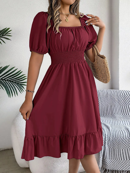 Women's Square Neck Ruffle Dress
