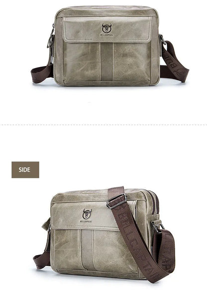 BULLCAPTAIN Men's Genuine Leather Messenger Bag