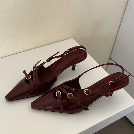 Elegant Buckle Strap Pointed Pumps