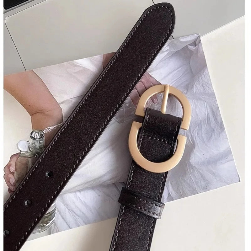 Women's Designer PU Belt - Fashionable Casual Black Waist Belt for Jeans