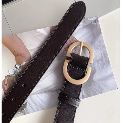 Women's Designer PU Belt - Fashionable Casual Black Waist Belt for Jeans