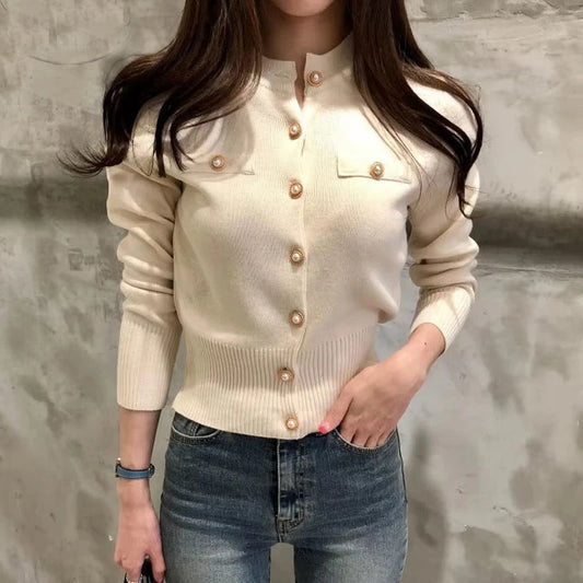 AOSSVIAO Autumn Knitted Cardigan – Chic Korean Slim Fit Sweater