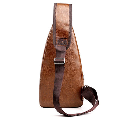 Men's USB Leather Crossbody Chest Bag