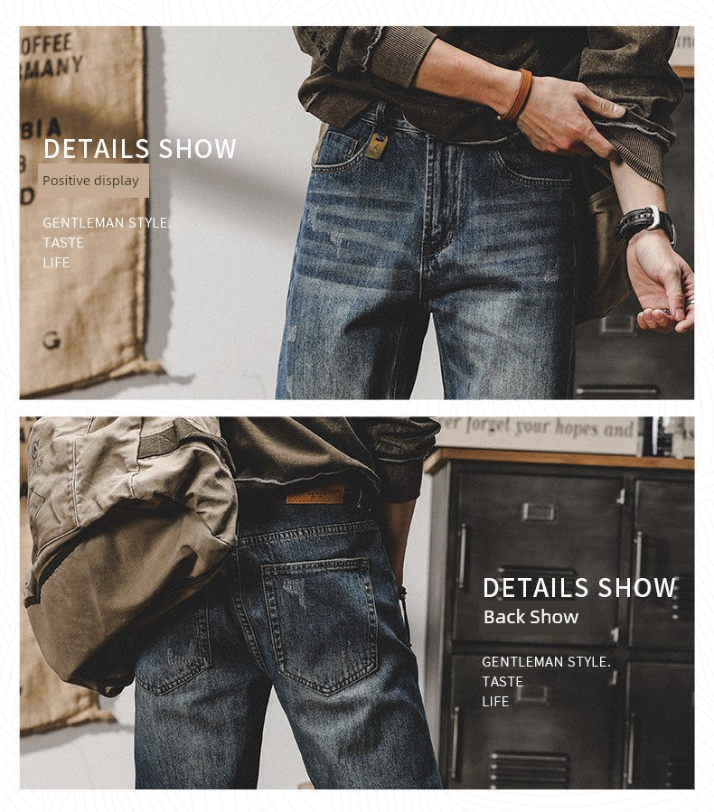 Retro Fleece-Lined Denim Trousers