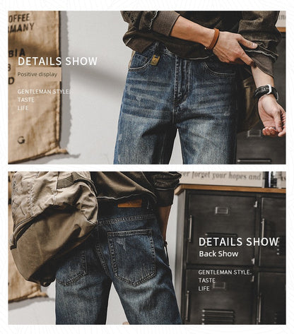 Retro Fleece-Lined Denim Trousers