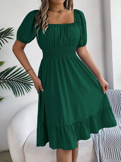 Women's Square Neck Ruffle Dress