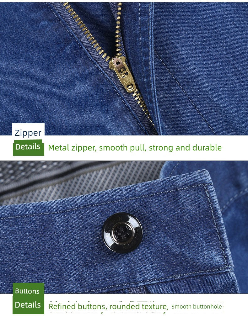 Business Casual Straight-Leg Denim Trousers