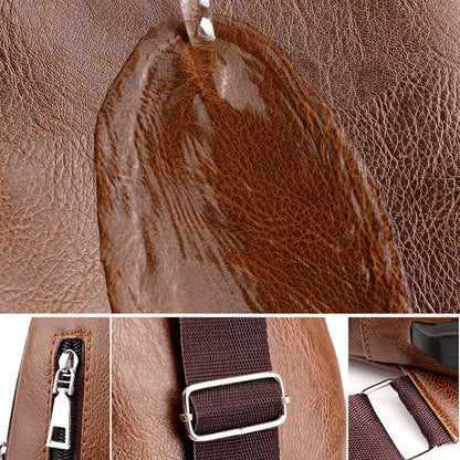 Men's USB Leather Crossbody Chest Bag