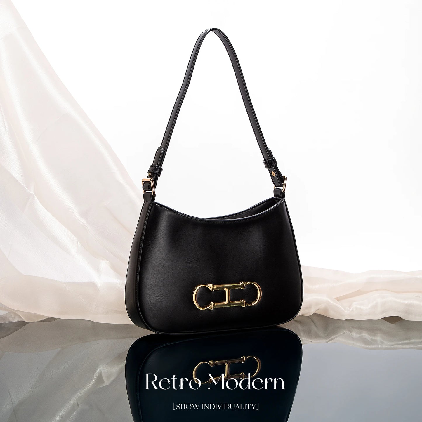 Classic Solid Color Shoulder Bag