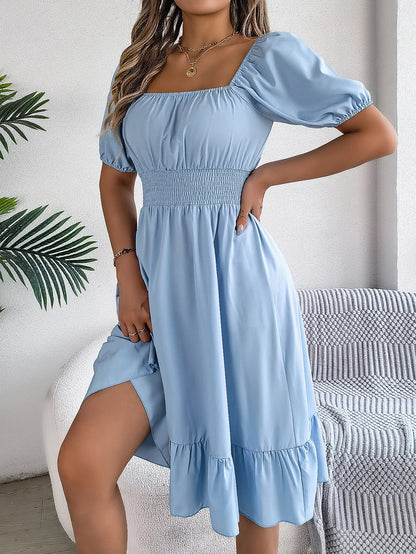 Women's Square Neck Ruffle Dress
