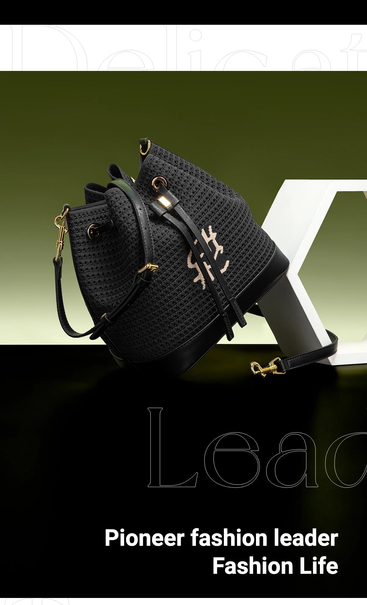 Spring Fabric Splicing Bucket Shoulder Bag