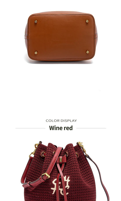 Spring Fabric Splicing Bucket Shoulder Bag