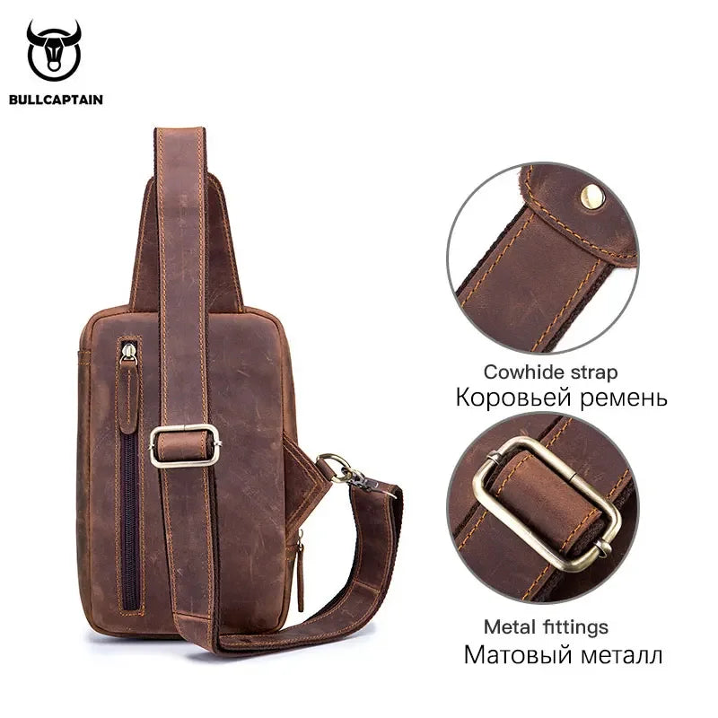 BULLCAPTAIN Leather Crossbody Chest Bag