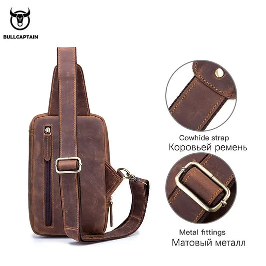 BULLCAPTAIN Leather Crossbody Chest Bag